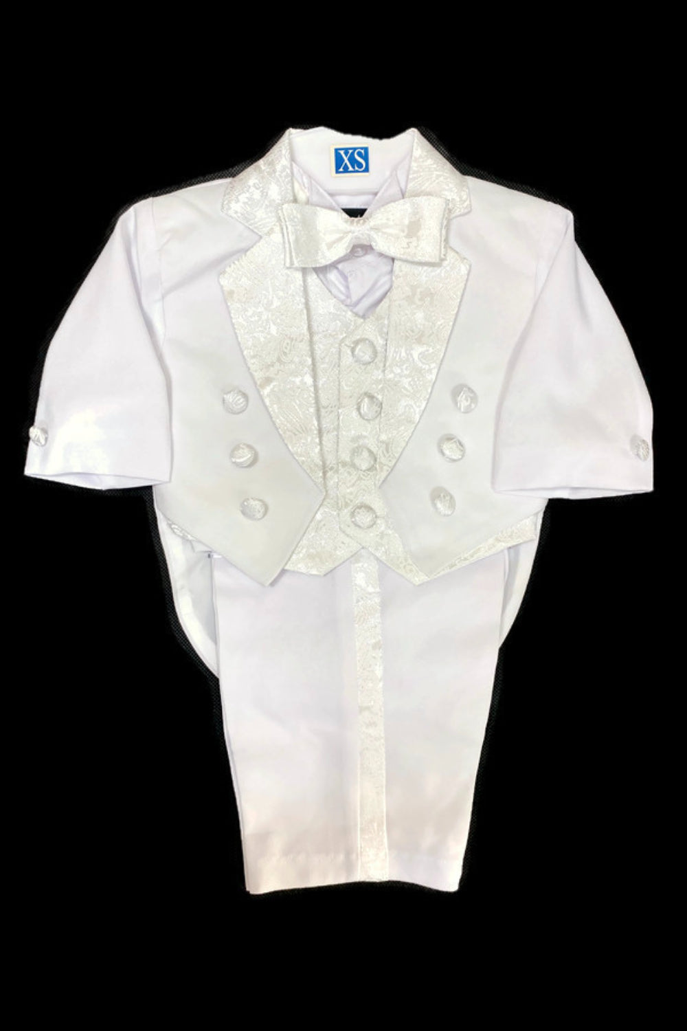 Six-Piece Tailcoat Set with Virgin Mary and Cross Accents for Boys