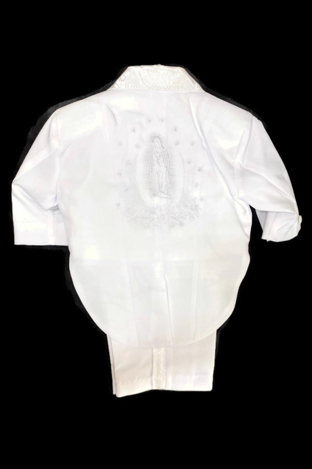 Six-Piece Tailcoat Set with Virgin Mary and Cross Accents for Boys