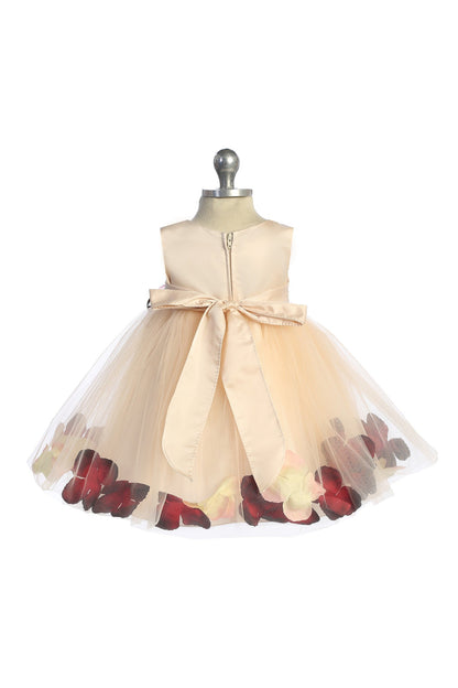 Ivory Satin Flower Petal Baby Dress