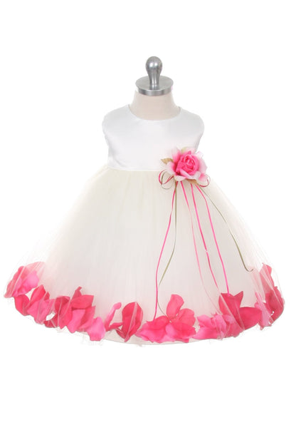 *RESTOCKED* White Satin Flower Petal Baby Dress