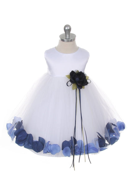 *RESTOCKED* White Satin Flower Petal Baby Dress