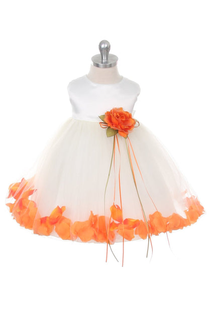 Ivory Satin Flower Petal Baby Dress