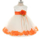 Ivory Satin Flower Petal Baby Dress with Organza Sash