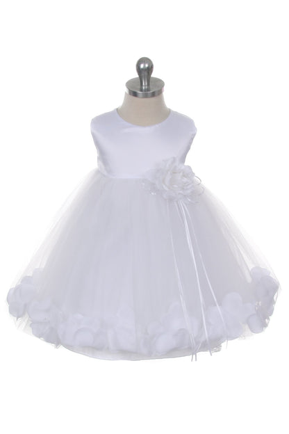 Ivory Satin Flower Petal Baby Dress