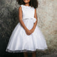 Maya Satin & Tulle Girls Dress with 3D Flowers and Crystal Belt