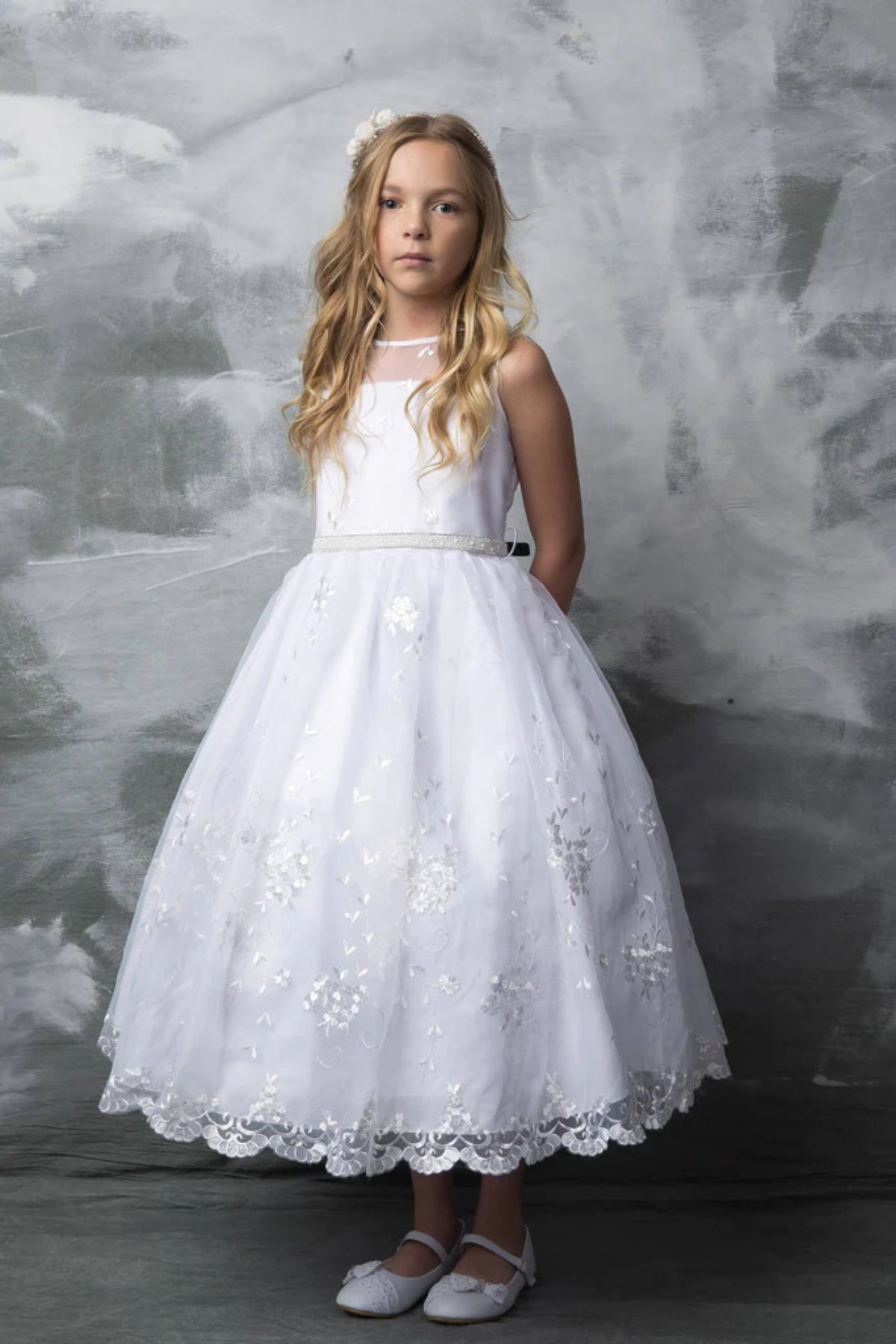 Ella Lace Girls Dress with Pearl Belt and Plus Size – Kid's Dream
