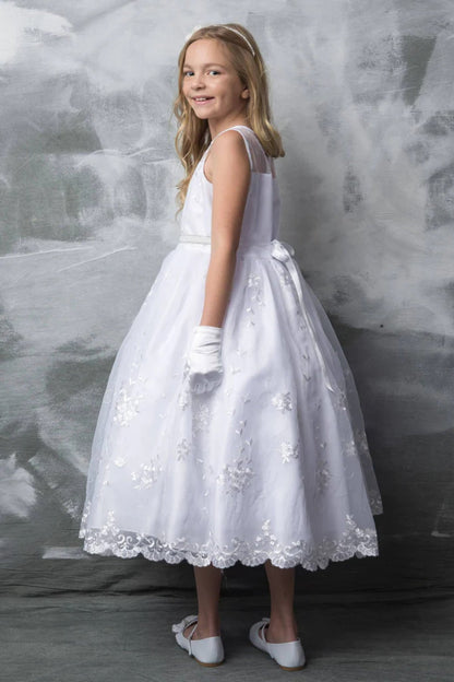 Ella Lace Girls Dress with Pearl Belt and Plus Size