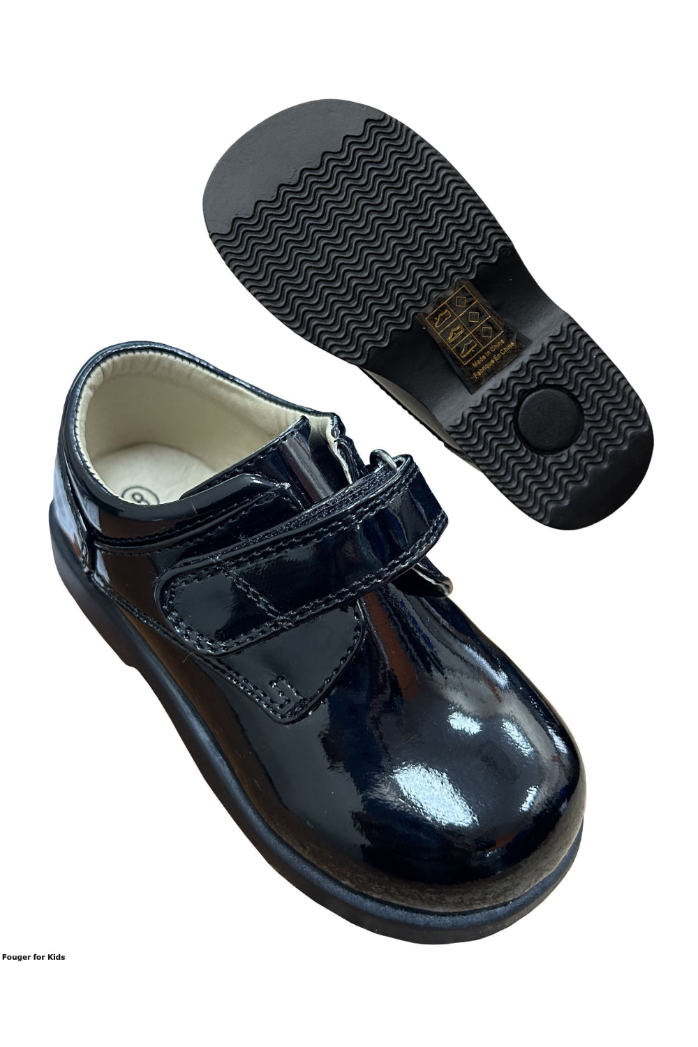 Faux Patent Leather Dress Shoes with Velcro Closure for Boys