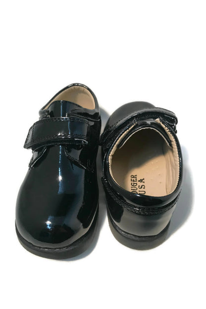 Faux Patent Leather Dress Shoes with Velcro Closure for Boys