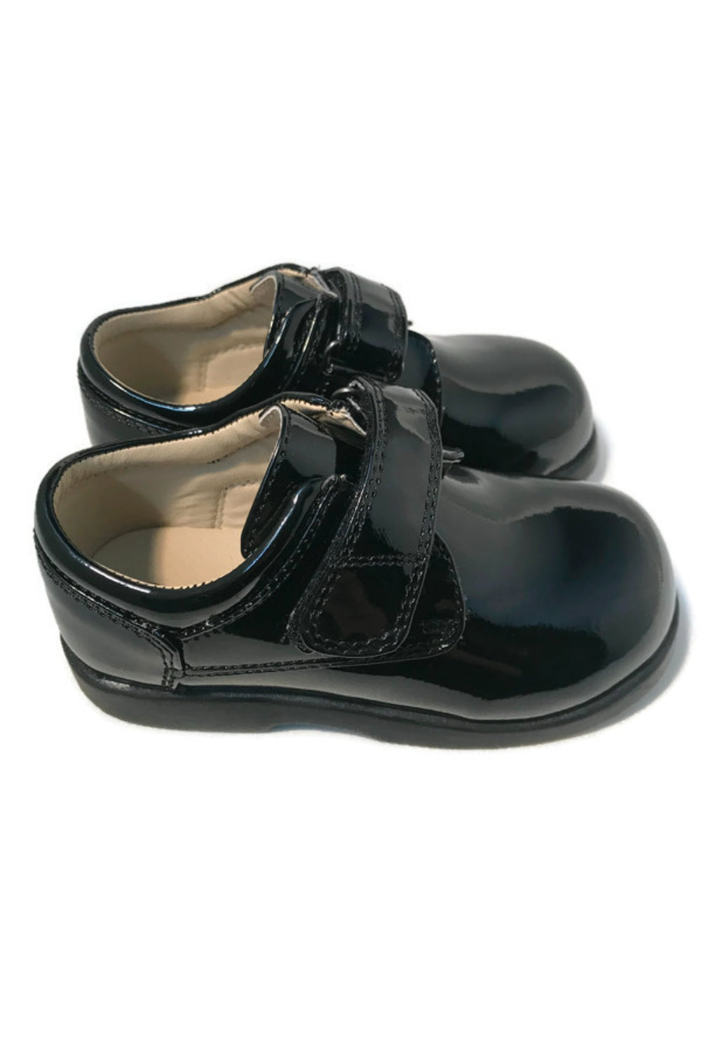 Faux Patent Leather Dress Shoes with Velcro Closure for Boys