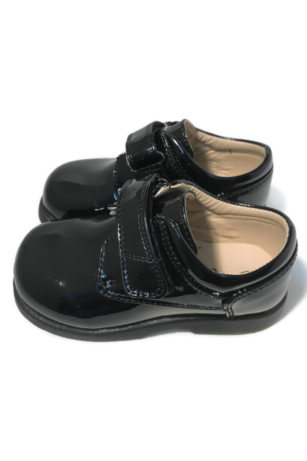 Faux Patent Leather Dress Shoes with Velcro Closure for Boys