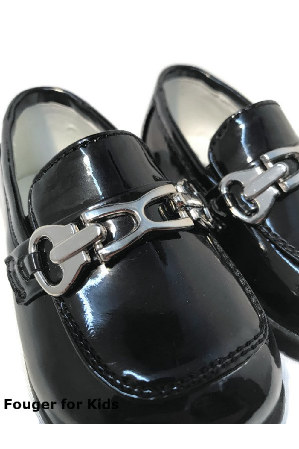 Faux Patent Leather Loafers with Horsebit Detail for Boys