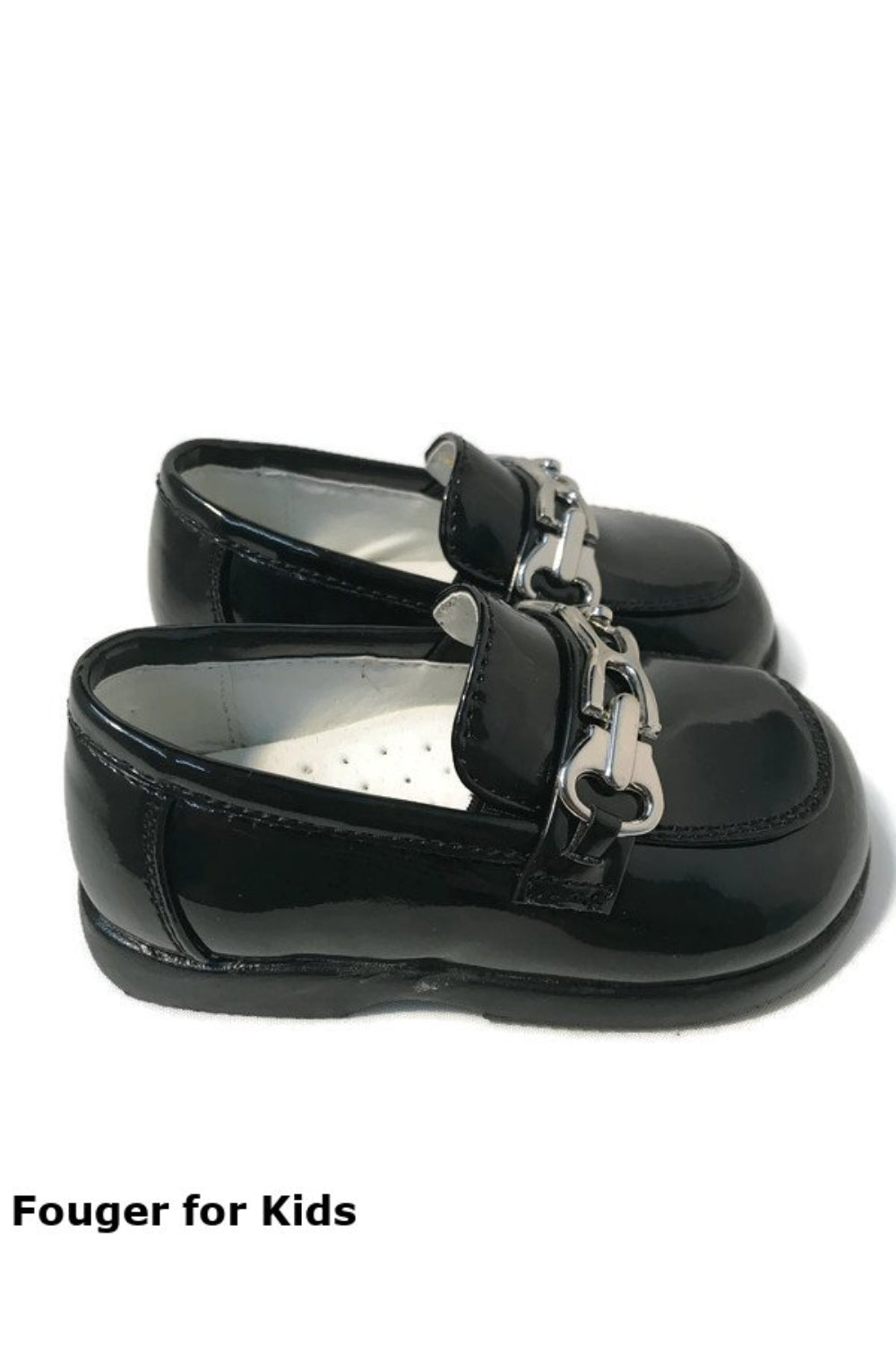 Faux Patent Leather Loafers with Horsebit Detail for Boys