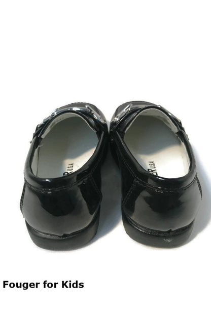 Faux Patent Leather Loafers with Horsebit Detail for Boys