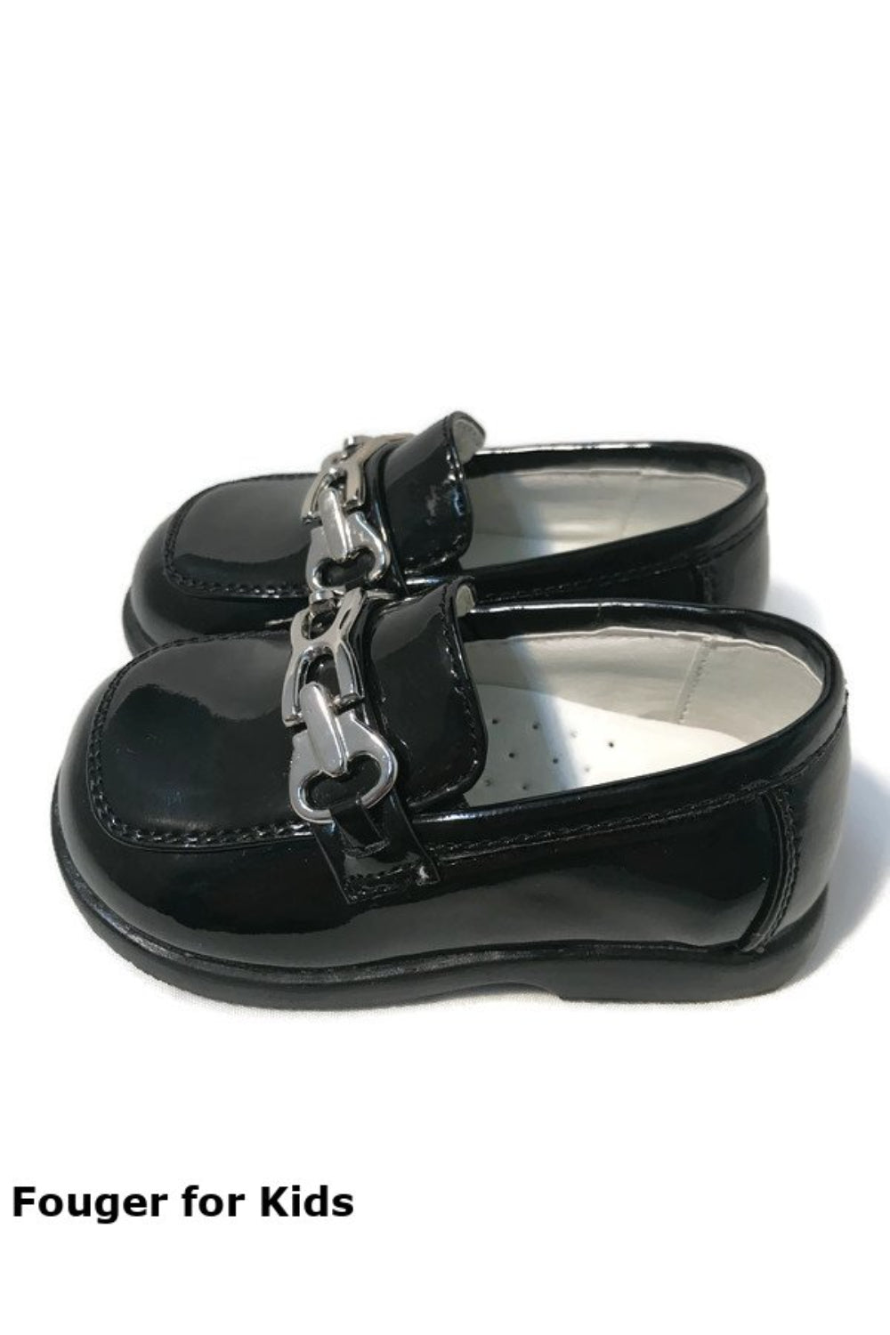 Faux Patent Leather Loafers with Horsebit Detail for Boys