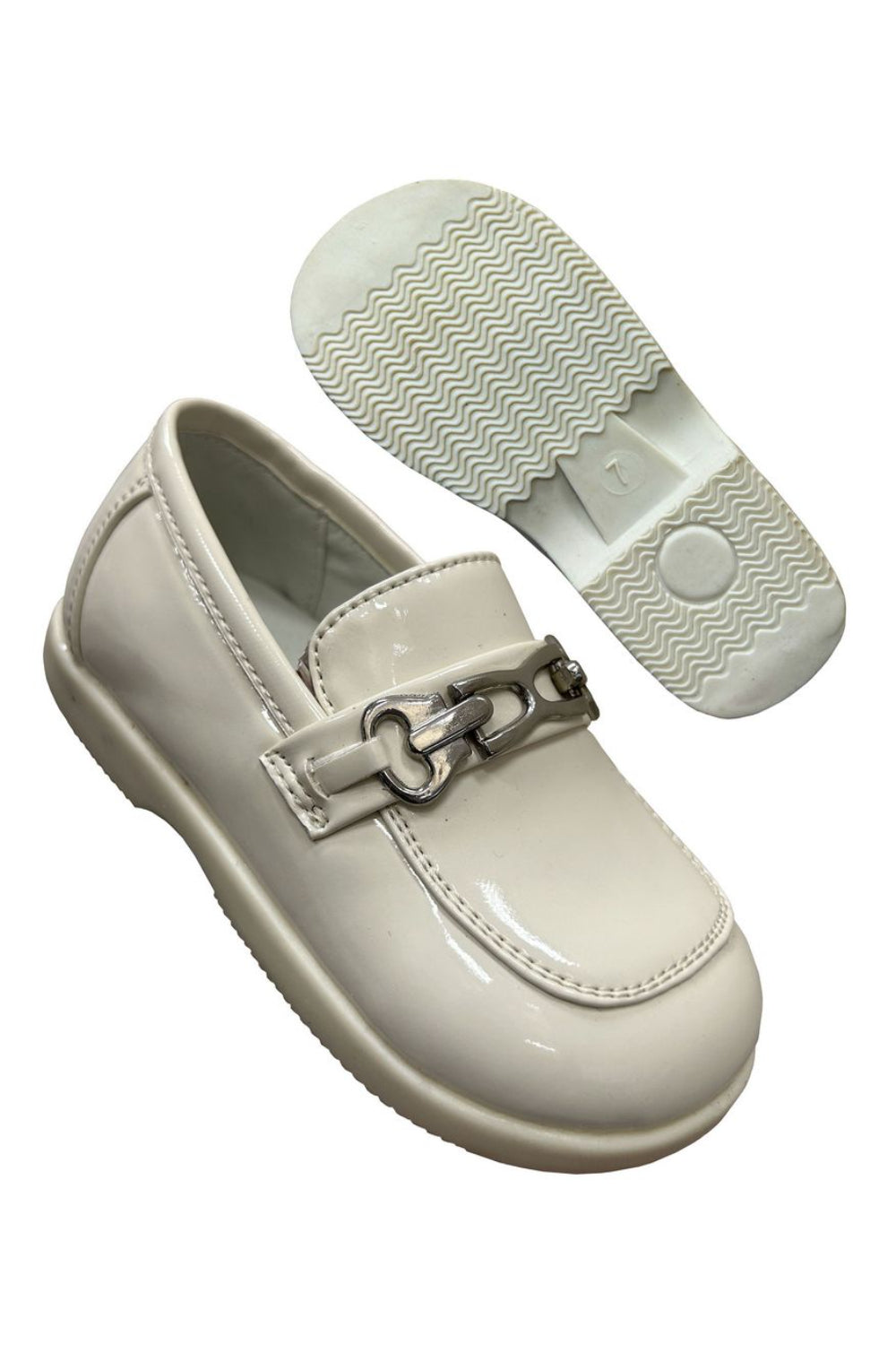 Faux Patent Leather Loafers with Horsebit Detail for Boys