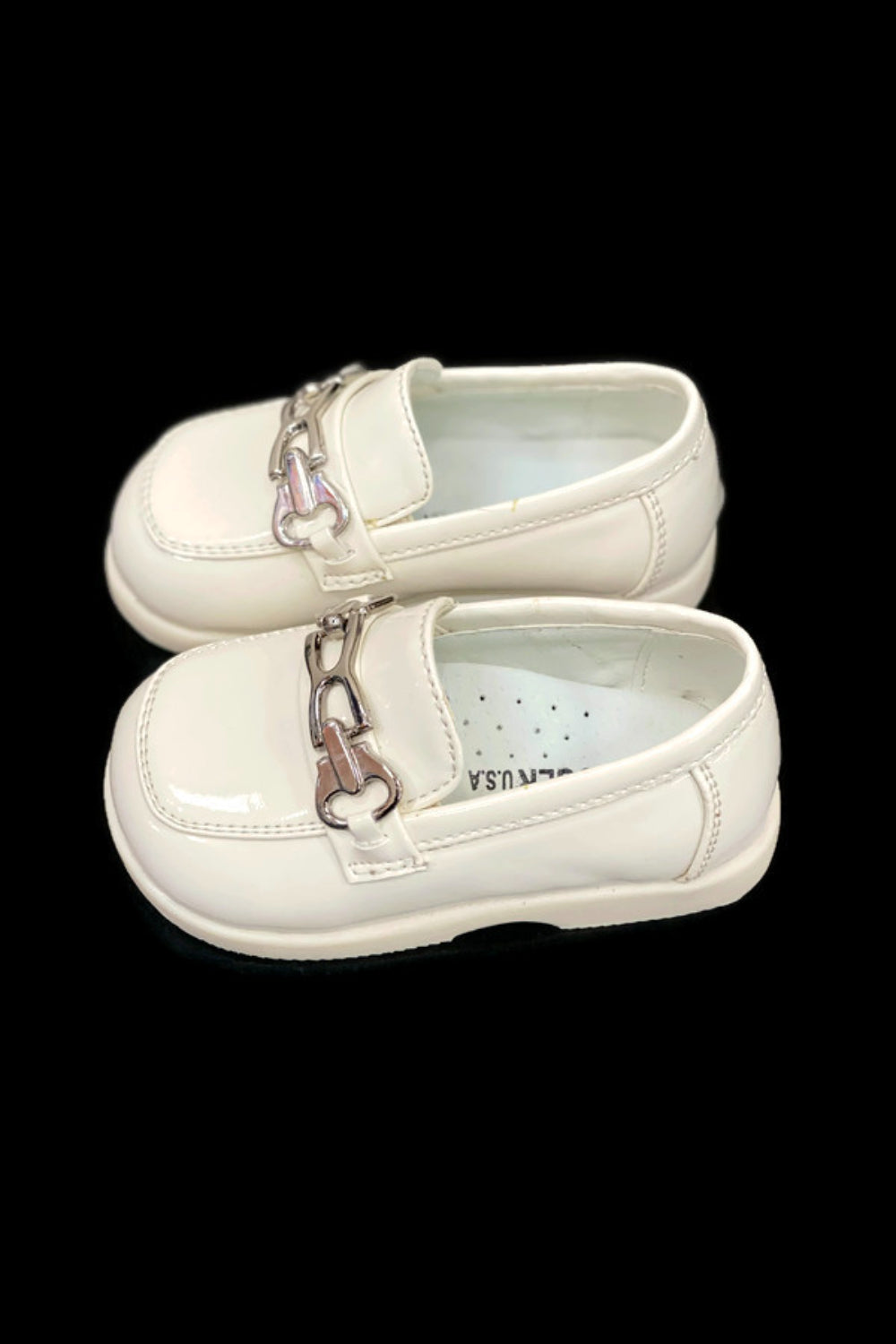 Faux Patent Leather Loafers with Horsebit Detail for Boys
