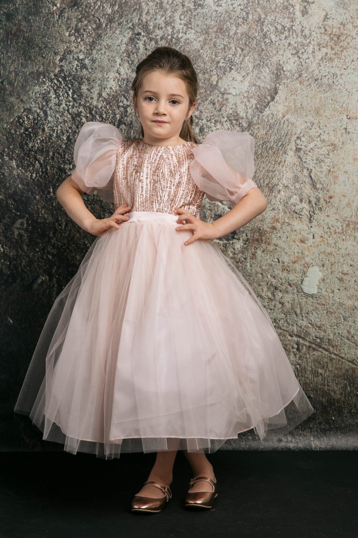 Gold glitter sales flower girl dress