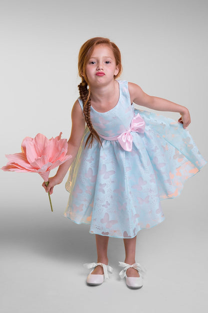 Dress - Butterfly Burnout Organza Girls Dress With Plus Sizes