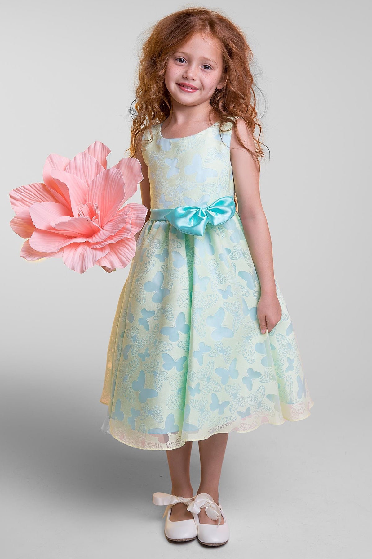 Dress - Butterfly Burnout Organza Girls Dress With Plus Sizes