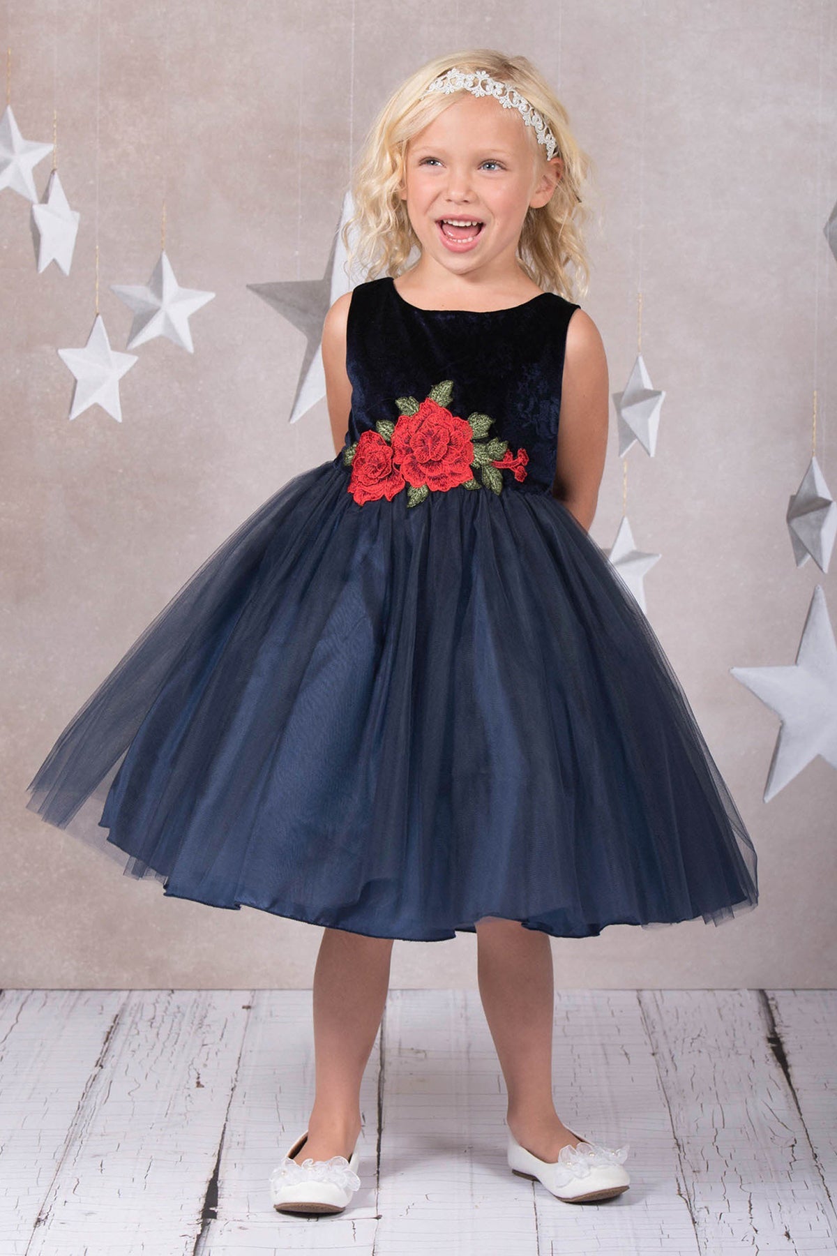 Dress - Velvet Rose Patch Plus Size Girl Dress