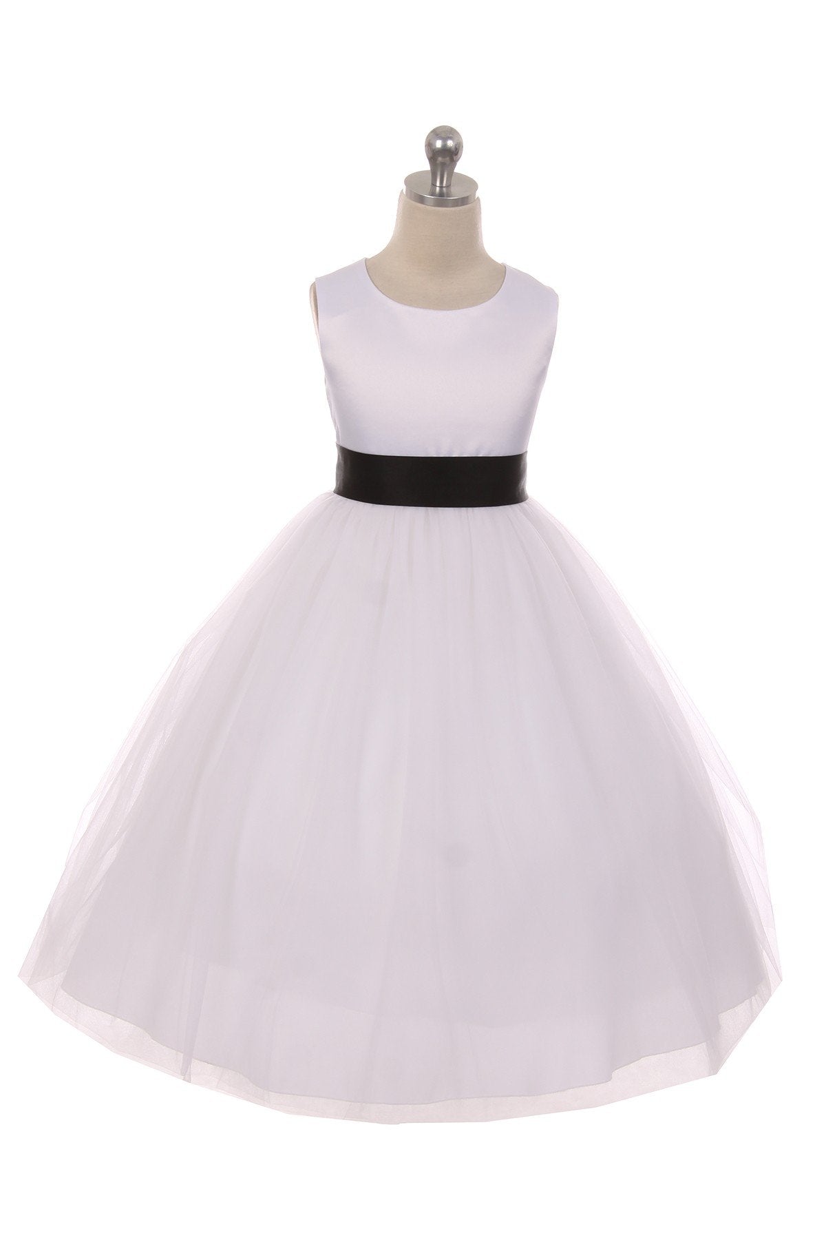 White Satin Sash & Bow Girls Dress (1 of 2) 10 / White / Fuchsia White Satin Sash & Bow Girls Dress (1 of 2) 10 / White / Fuchsia
