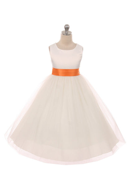 *RESTOCKED* White Satin Sash & Bow Girls Dress (2 of 2)