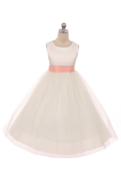 *RESTOCKED* White Satin Sash & Bow Girls Dress (2 of 2)