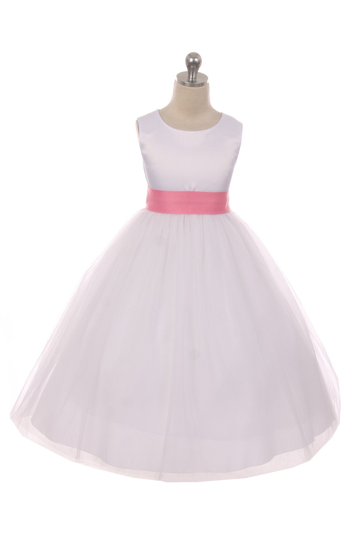 *RESTOCKED* White Satin Sash & Bow Girls Dress (2 of 2)
