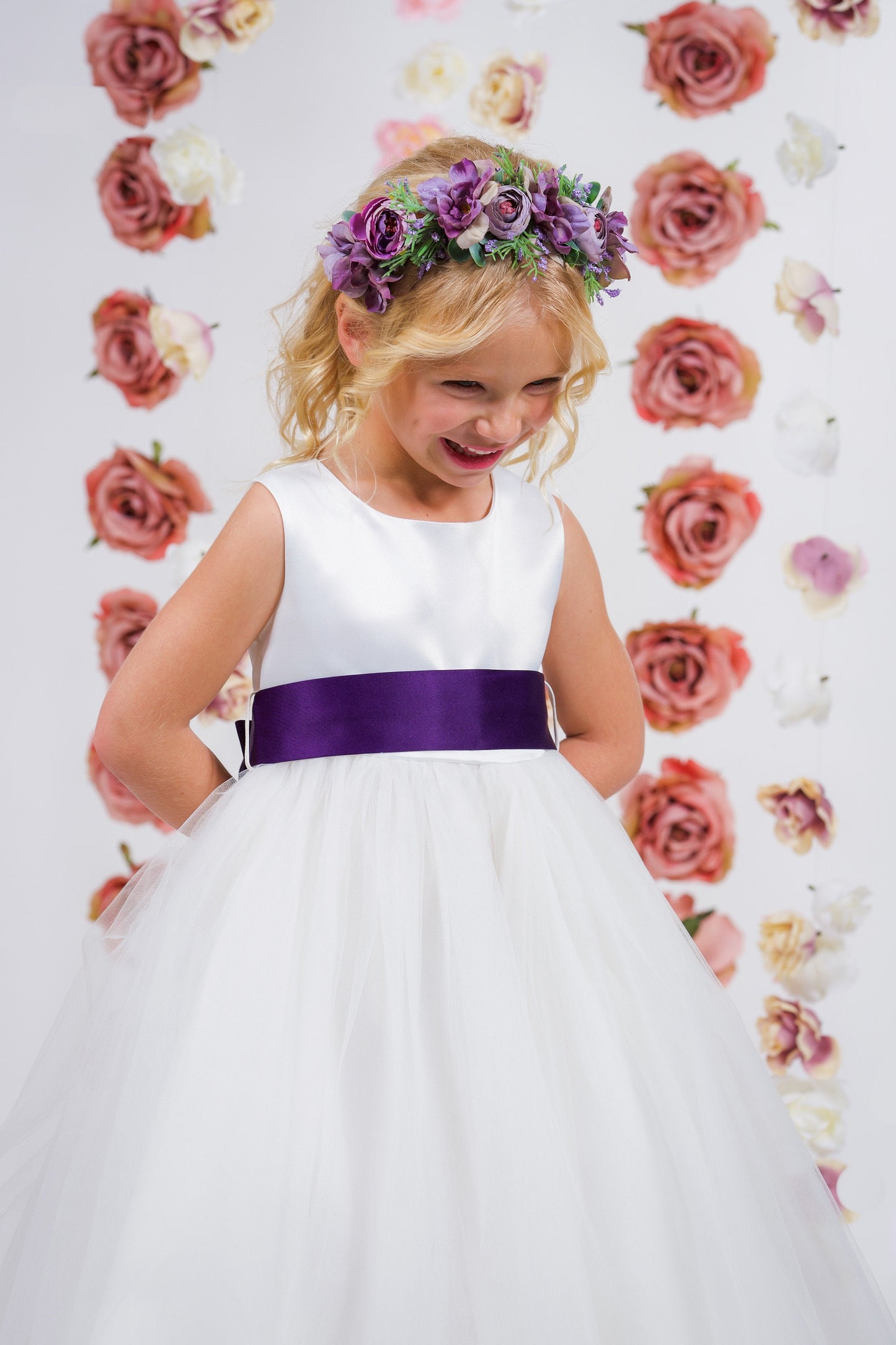 *RESTOCKED* White Satin Sash & Bow Girls Dress (2 of 2)
