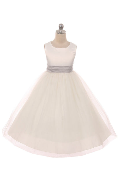 *RESTOCKED* White Satin Sash & Bow Girls Dress (2 of 2)
