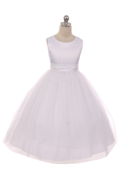 *RESTOCKED* White Satin Sash & Bow Girls Dress (2 of 2)