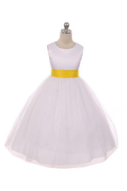 *RESTOCKED* White Satin Sash & Bow Girls Dress (2 of 2)