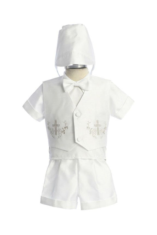Four-Piece Short Set with Cross Accents for Boys