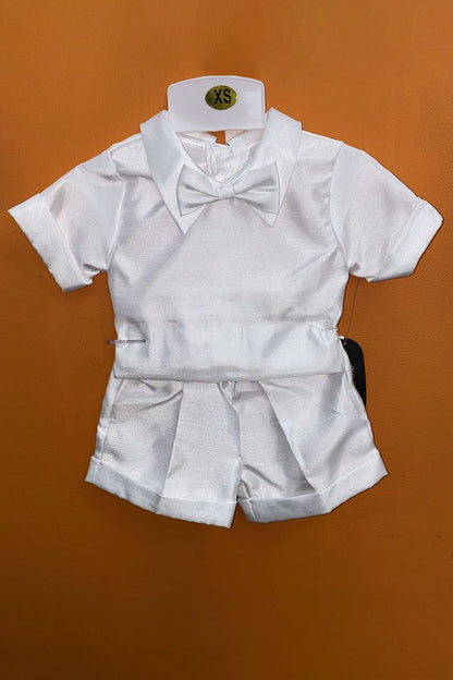 Four-Piece Short Set with Cross Accents for Baby Boys