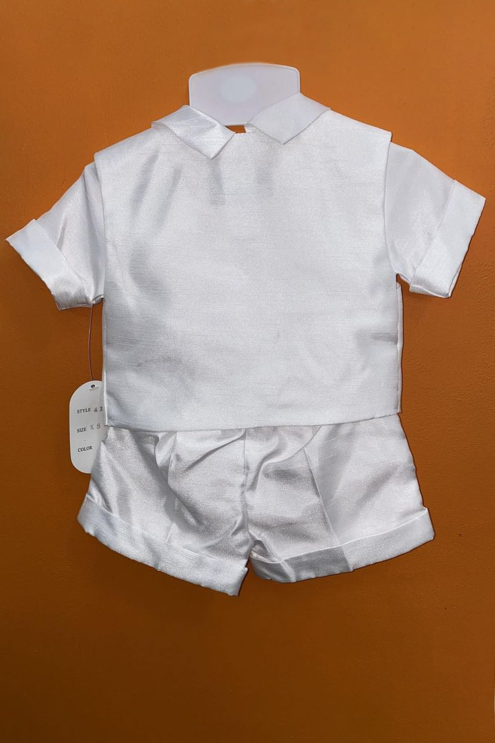 Four-Piece Short Set with Cross Accents for Baby Boys