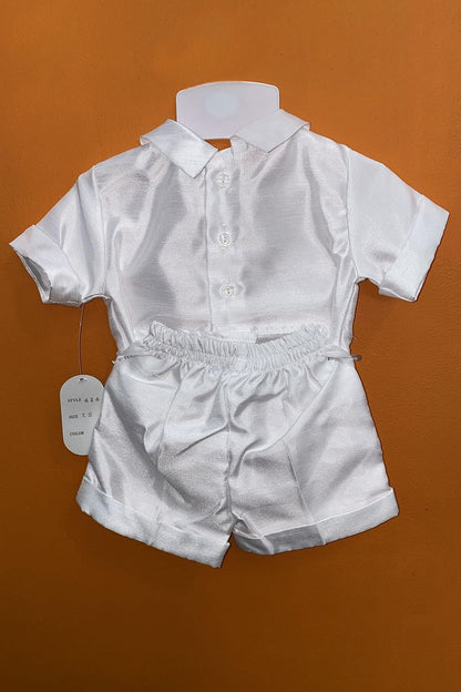 Four-Piece Short Set with Cross Accents for Baby Boys