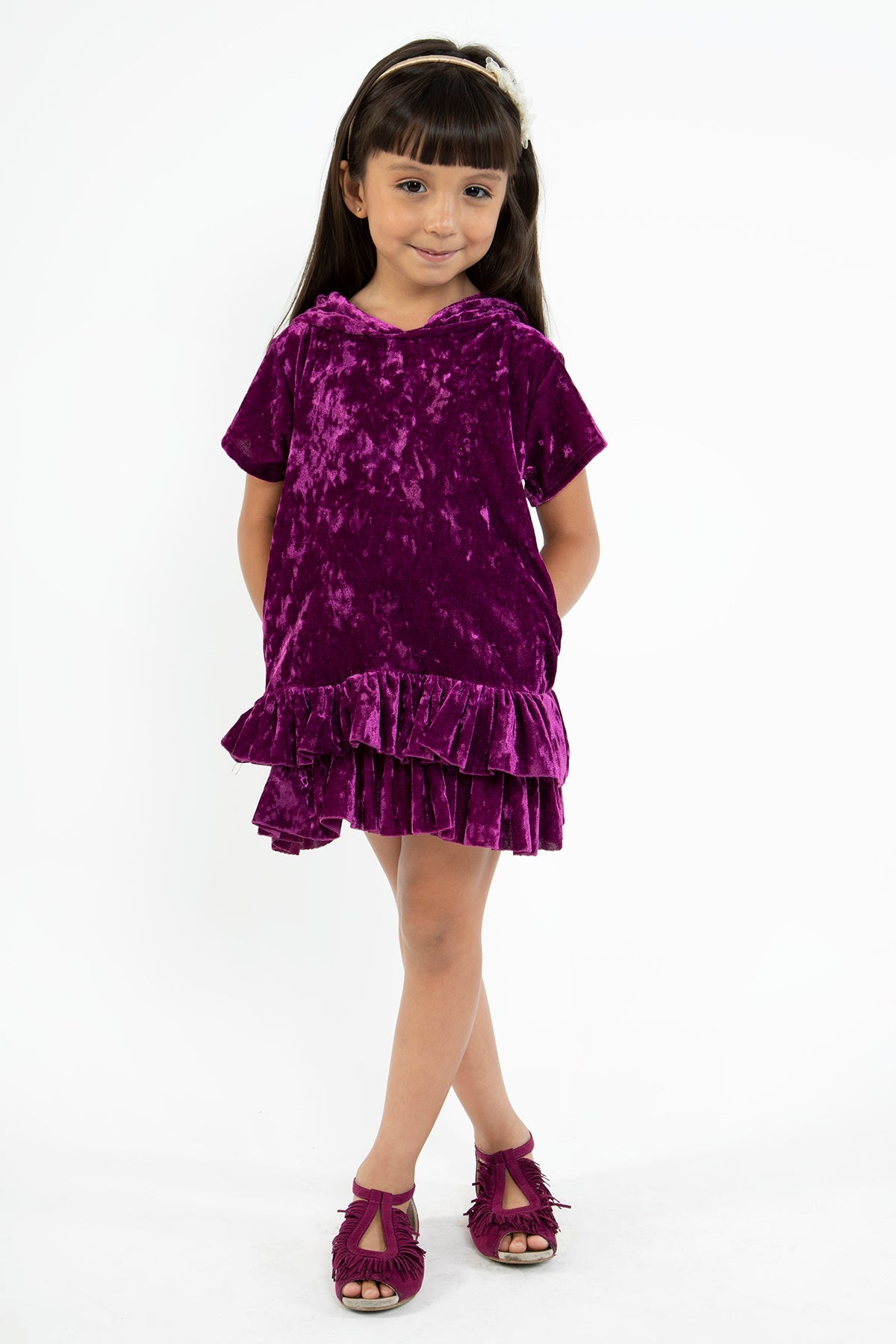 Cranberry Velvet Twirl Dress - Mila & Rose ®