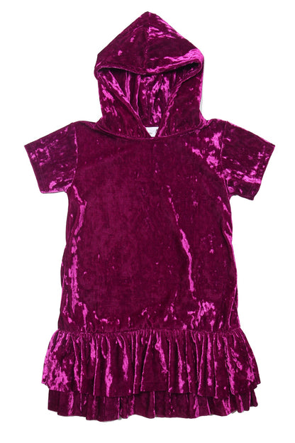 Dress - Velvet Hoodie Ruffle Girls Dress