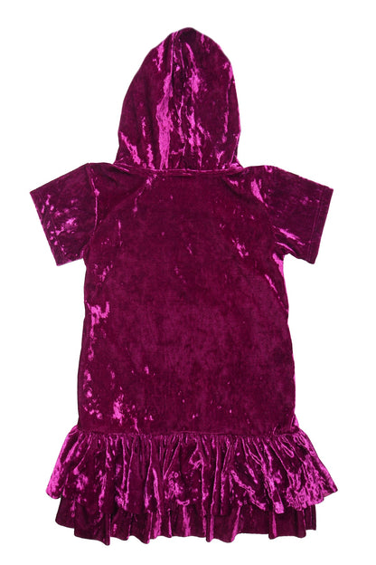 Dress - Velvet Hoodie Ruffle Girls Dress