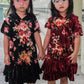 Dress - Floral Velvet Hoodie Ruffle Girls Dress
