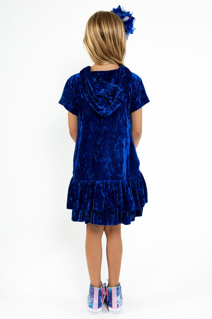 Dress - Velvet Hoodie Ruffle Girls Dress