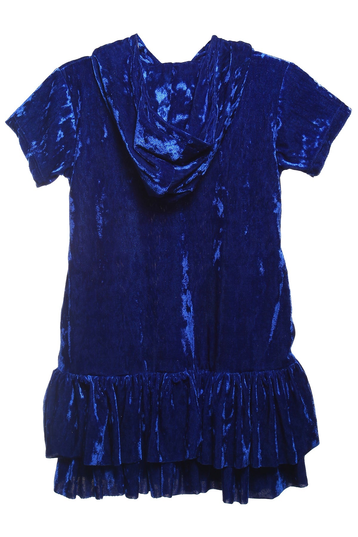 Velvet Hoodie Ruffle Girls Dress 10 / Teal 2-Tone Velvet Hoodie Ruffle Girls Dress 10 / Teal 2-Tone