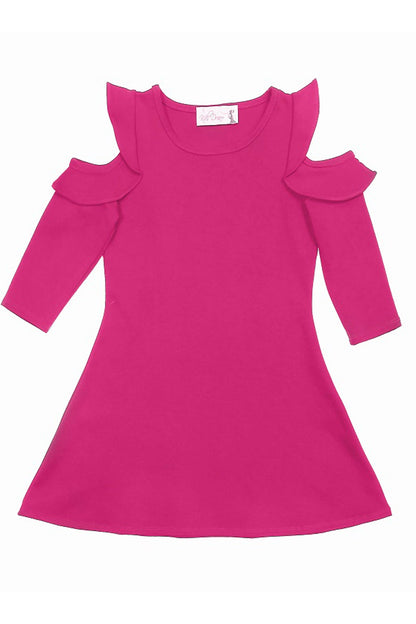 Dress - Cold Shoulder Ruffle Girls Dress