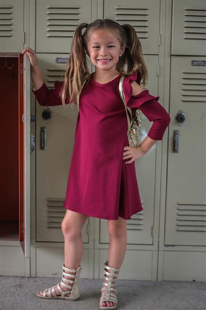 Dress - Cold Shoulder Ruffle Girls Dress