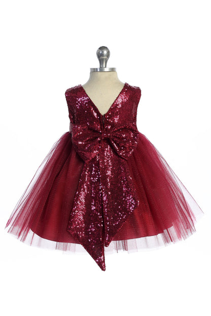 Matching Sequins V Back & Bow Baby Dress