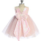 Pink/Iridescent Sequins V Back & Bow Baby Dress