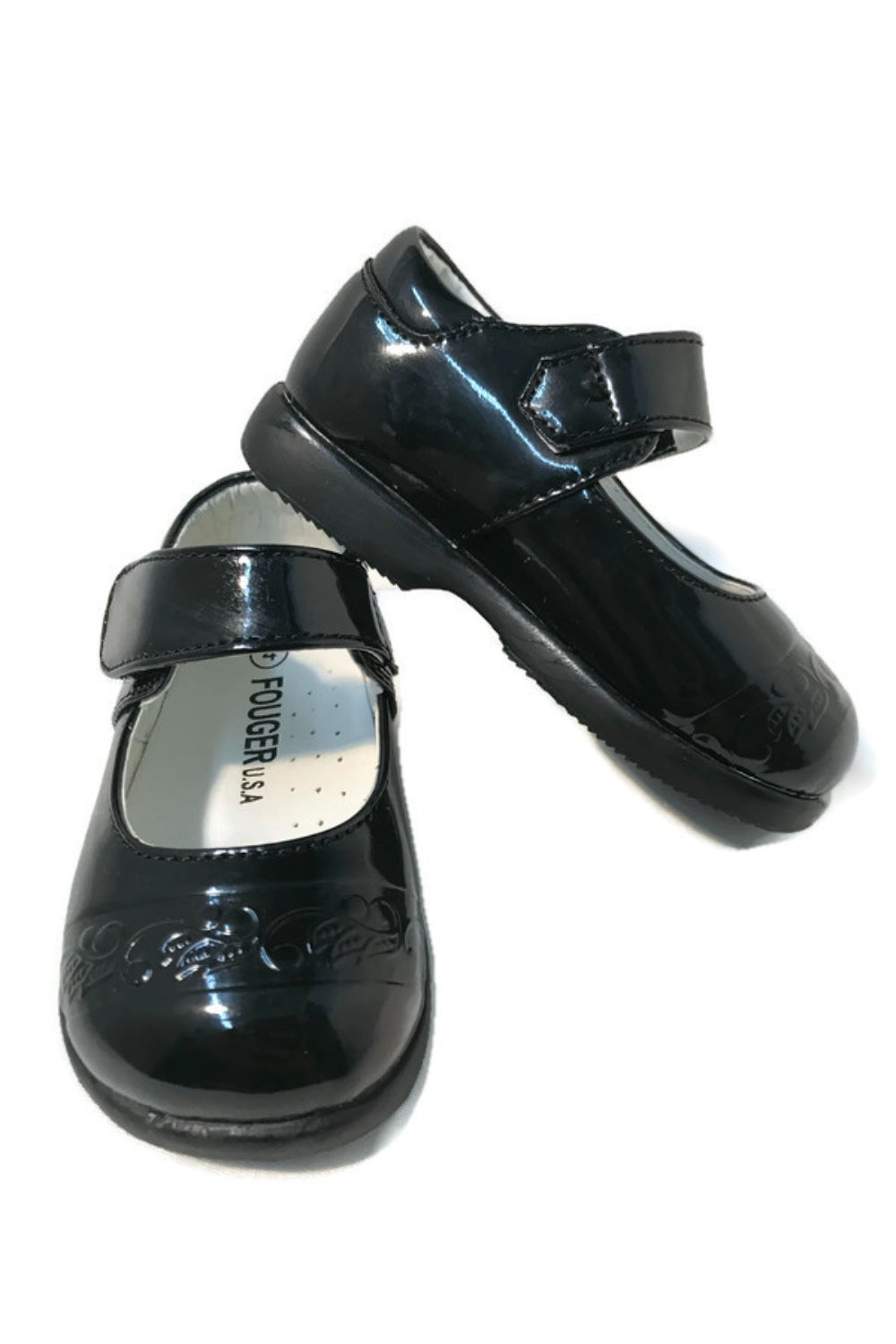 Unisex Faux Patent Leather Mary Jane Shoes with Velcro Closure