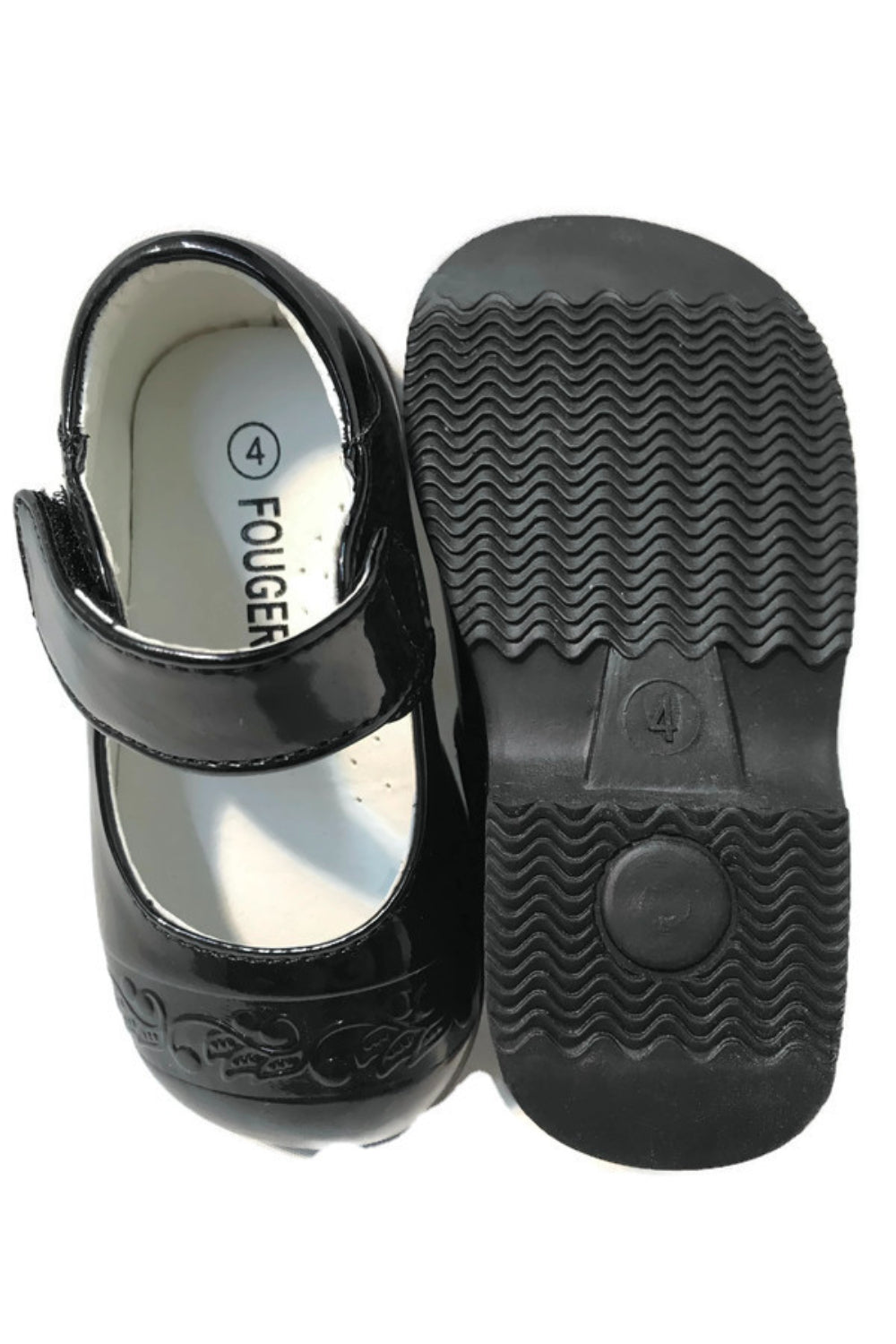 Unisex Faux Patent Leather Mary Jane Shoes with Velcro Closure