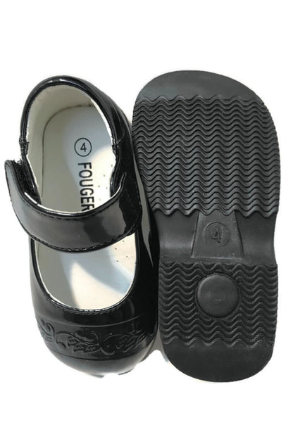 Unisex Faux Patent Leather Mary Jane Shoes with Velcro Closure